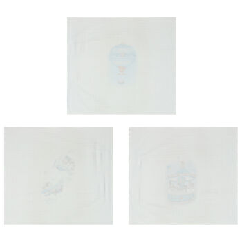 Baby Boys White & Blue Muslin Swaddles (3-Pack)